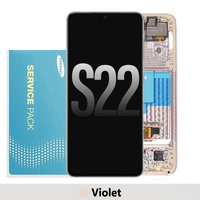 Samsung Galaxy S22 5G S901B OLED Screen Replacement with Frame GH82-27520F/27521F (Gold)-Violet Samsung Galaxy S22 5G S901B OLED Screen Replacement with Frame GH82-27520F/27521F (Gold)-Violet